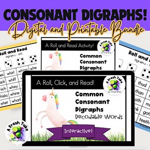 Roll & Read Mixed Digraphs Words & Sentences Digital & Printable Decoding Games