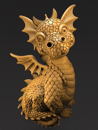Baby Dragon 3D Relief Model Stl and Vetric Aspire File - Etsy