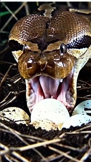 Giant Python Eats Eggs|Real Wildlife Behavior #WildlifeBehavior #AnimalInstincts