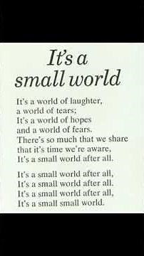 It's A Small World Lyrics#english song