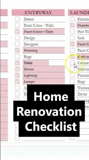 Home Renovation Checklist, Home Remodel Checklist, Interior Design Kitchen Bathroom Home Improvement