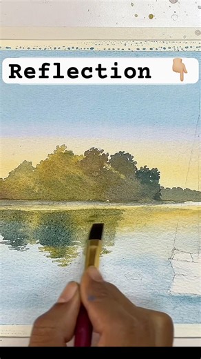 Stop Making Watercolor Reflections Look Flat 💡#art #watercolor #viral #artshorts #shorts