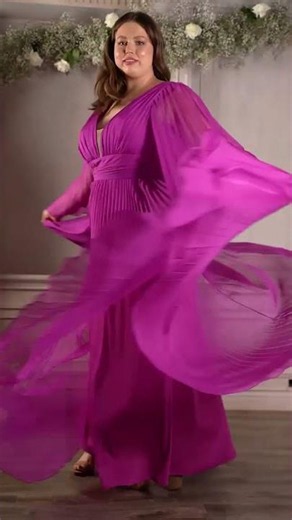 Ladivine CD242C - Bell Sleeve Chiffon Gown