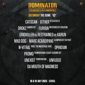 The line-up for the Thunderdome stage at Dominator 2025 has been revealed. Get ready to embark on a journey through the history of hardcore, guided by the artists taking over the Thunderdome stage. | Thunderdome