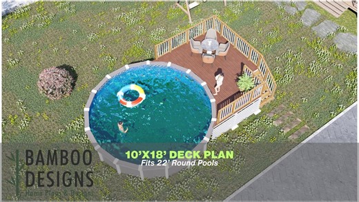 Rinji Round Pool Deck Plan – 10x18 Above-ground Pool Deck With Staircase | DIY PDF Plans - Etsy