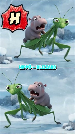 E-F-G-H Animals Ride Insects | Elephant Tornado, Flamingo Volcano, Giraffe Nuclear, Hippo Blizzard