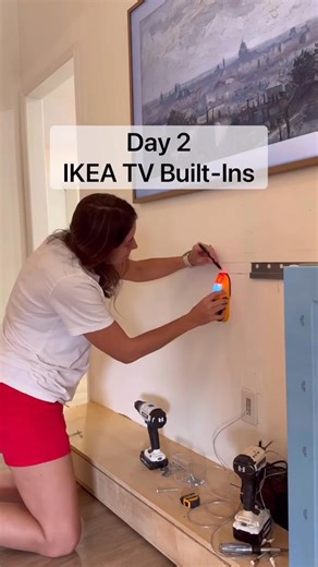 Day 2 of building these IKEA built-ins and my living room looks like a lumber yard 🙃 But y’all! The STORAGE. The VISION. The DREAM. Tomorrow we add a fluted wood accent wall so stay tuned! | Home Inspo Studio