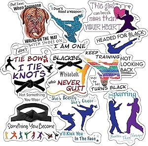 Martial Arts Stickers - Martial Arts Gifts Men, Women - Waterproof, Extra Sticky, Durable Vinyl - Work Great On Water Bottles, A Laptop Decal, Or Party Favors, Computer, Car, Truck