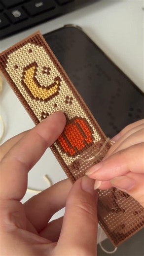Cross-Stitching a Cozy Fall Bookmark 📖🎃 Craft With Me