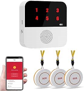3 Pack Call Button System Caregiver Pager Call Button Neck-Hanging Call Button for Elderly at Homewireless Call Button with WiFi Elderly Emergency Button Call Button