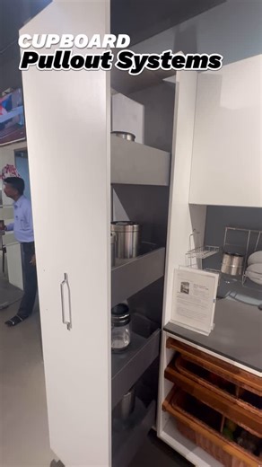Furniture Hardware for Modern Homes & Office on Instagram: "“Transform your kitchen into a space of elegance and efficiency with Ebco’s Cupboard Pullout System. Perfectly designed for modern homes, it ensures maximum storage and effortless accessibility. Upgrade your lifestyle today!✨ #ebco #furniturefittings #storageideas"