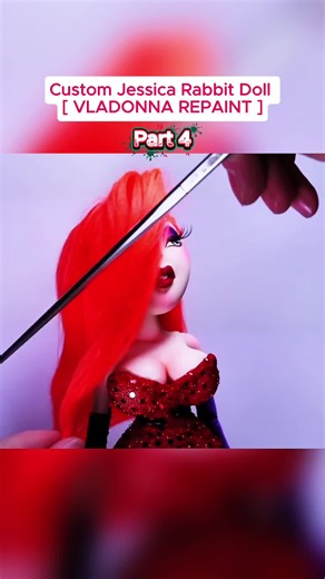 Custom Jessica Rabbit Doll ✨ VLADONNA repaint bringing a classic icon to life Hand-painted details, bold glam, pure art transformation. #customdoll #dollrepaint #arttok #satisfyingvideo #fyp