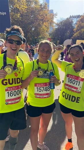 We’re seeing stars and PRs @nycmarathon. #GoAchilles #TCSNYCMarathon 🎥Depicts clips of Achilles athletes wheeling, walking and running, spectators cheering, and athletes, guides and charity runners with their medals. | Achilles International