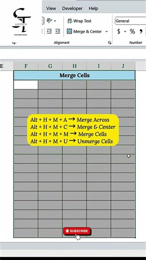 ⚡ Merge Cells Shortcut Key in Excel 😱 | Join Cells Fast 💻 #exceltips #MergeCells #excelshortcuts