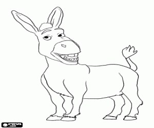 Donkey, the friend of Shrek coloring page printable game