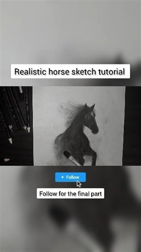 realistic horse sketch tutorial step-by-step 😱#horse#horsesketch #drawing #ytshorts