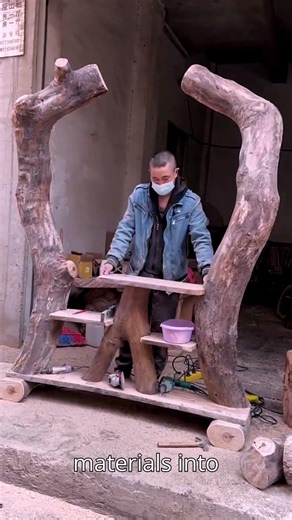 Turning Tree Branches Into Luxury Shelves | Tree Branch Bookshelf #shorts #skills #woodworking