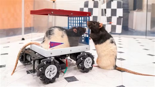 These lab rats find great joy learning how to drive little cars