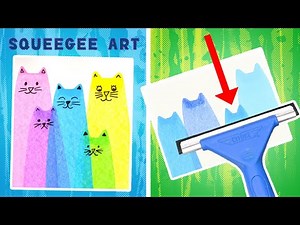 Cat Squeegee Painting | Easy Cat Scrape Painting