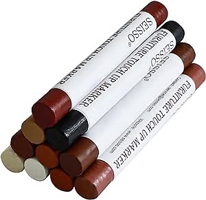SEISSO Wood Filler Sticks, Furniture Wax Crayons for Scratches, 10 Pcs Wood Floor Repair Wax Filler Sticks, Touch Up Wax Sticks Repair Kit for Scratches, Holes, Floor, Laminate, Carpenters