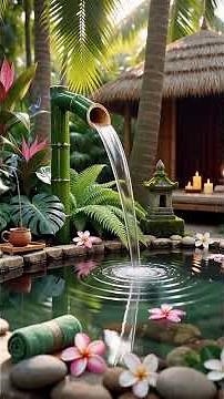 Zen Bamboo Waterfall & Stacked Stones | Relaxing Nature Ambience for Deep Calm