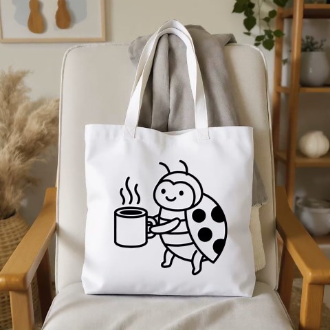 Ladybug With Coffee SVG | Rounded Insect Vector Clipart | EPS PNG Dxf Cut File for Cricut Silhouette - Etsy