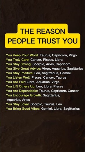 The Reasons Peoples Trust You 🤔 #zodiac #zodiacsigns #astrology #horoscope #tarot