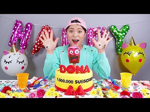 Chocolate Cake 1 Million Subscribers DONA Mukbang