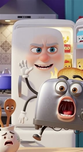 Talking Toaster vs Hungry Kid 😂#cartoon #kids #shrots #viralvideo