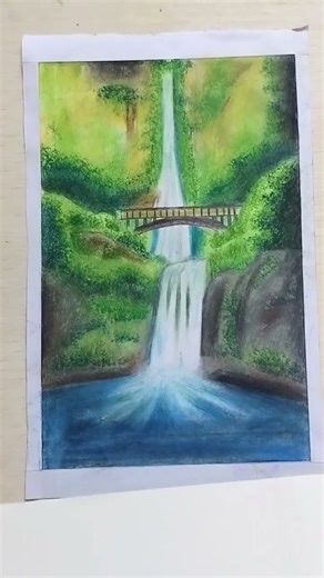 waterfall Oil pastel drawing #oilpastel #art #oilpasteldrawing