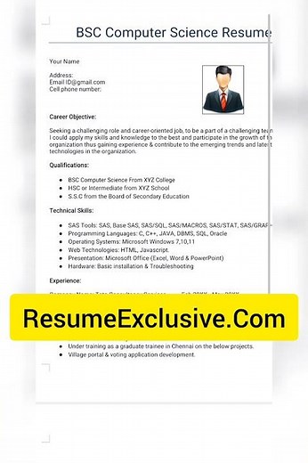 BSc Computer Science Resume Format