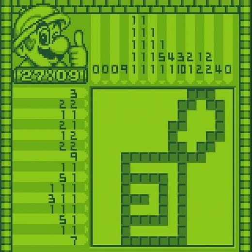 Mario's Picross - (GB) - Kinoko Course - Puzzle 2E #gameboy #nintendo #picross
