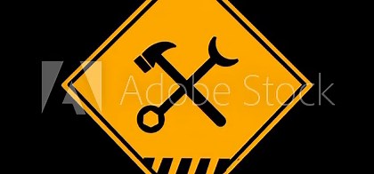 Animated under construction warning sign concept. Symbol of caution, danger, safety, and restricted access.