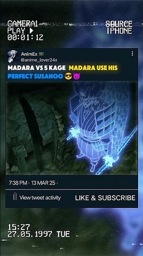 madara vs 5 kage madara use his perfect susanoo #anime #animelover #naruto