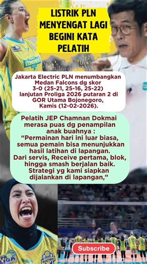 KATA2 pelatih jakarta Elektrik PLN usai menang vs Medan Falcons #shorts #proliga2026 #volleyball