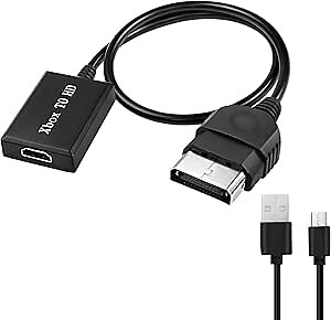 MEIRIYFA Compatible with Original Xbox to HDMI Converter Adapter Cable HD Link 1080P with Micro USB Power Cable, black