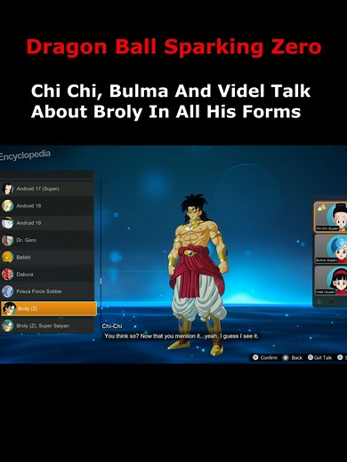 Dragon Ball Sparking Zero – Chi Chi, Bulma And Videl Discuss Broly's Transformations