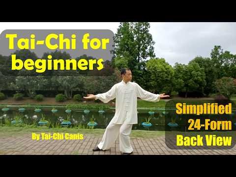Tai-Chi for beginners: Overview (BACK VIEW) of Simplified 24-Form Taijiquan by the river&flowers
