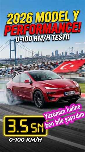 2026 Model Tesla Model Y Performans ile 0-100 de yüzümün hali 😂😂