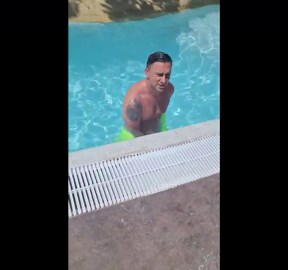 Man finds out he's wearing dissolvable shorts after entering the pool *HILARIOUS!*