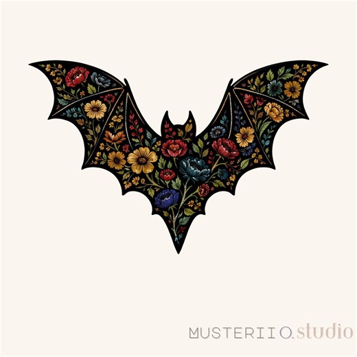Vintage Wildflower Bat Silhouette PNG, Printable Peony Bat Wings Stationery, Dark Cottagecore Bat Sublimation, Whimsigoth Halloween Download - Etsy