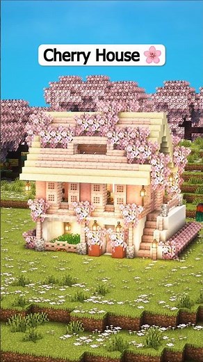 Minecraft Cherry House 🌸 Download & build with 3D guide – link in bio #minecraft