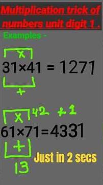 Multiplication tricks of Number Unit digit 1 | Math tricks|