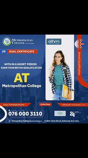 OTHM UK Programmes- UK Qualifications- 24 years of excellence- All our programmes are World Education Services (WES) recognisedCheck the Programmes on Web Site www.metropolitancollege.lkInquiries - 076 000 3110 #metropolitancollege #MC #OTHM | Metropolitan College Kalmunai