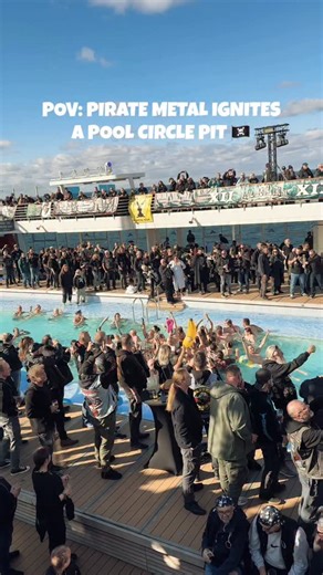 Pirate metal cruise pool = chaos unleashed. 💦🏴‍☠️ Yes… that’s a pool-circle pit. 🎥: @jessonatine #VisionsOfAtlantis #Armada #Pirates #SymphonicMetal #Metal #HeavyMetal #Music #FullMetalCruise #Live #PowerMetal #CirclePit #Pool #Fun | Visions of Atlantis