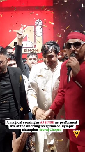 Viral Bhayani on Instagram: "A magical evening as AJ SINGH as @imyoaj performed live at the wedding reception of Olympic champion @neeraj_chopra @himani_mor #NeerajChopra #WeddingReception #CelebrityMoments #ReelIndia #imyoaj"