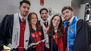 New Jersey quintuplets went from being born only minutes apart to graduating minutes from each other. Montclair State University made history at their graduation when these siblings all graduated together –– America Strong. David Muir shares the story. Sponsored by American Home Shield. | ABC World News Tonight with David Muir