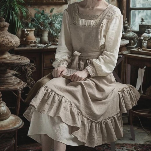 Pinafore Apron Dress for Women, Vintage-style Japanese Apron: Cotton Cooking Smock Apron, Cottagecore Pinafore Apron, Gift for Her, Gifts - Etsy UK