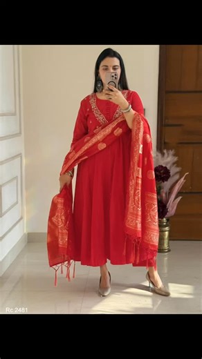 Stylish Collection on Instagram: "Code SC0225 Thanks for wonderful response❤️ 3rd lot ready *Rc kurtis Exclusive* Code 2481 Beautiful cotton designer embroidered handwork anarkali three pcs set perfect for all occasions 🌺 cotton anarkali kurta with handwork & pompom work Cotton solid bottom Beautiful full size pure banarsi duppata with weaving Size 38 40 42 44 46 Ready to dispatch #arpitastyslish_collection #instagram #trendingreels #viralvideos #designer"