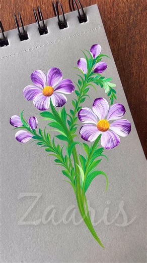 Zainab Balsara | Onestroke Flower painting | India on Instagram: "💜💚💯👌🎉Beautiful Onestroke purple flowers acrylic beginner friendly painting using a Filbert brush , Liner brush and a round brush on a 180gsm sketch pad 💜💚🎉👌🫶 #💜💚 #acrylicpainting #beginnerfriendly #purpleflowers💜 #trendingreels_ #igreels❤️ #painting🎨 #beautifulflowers💐"